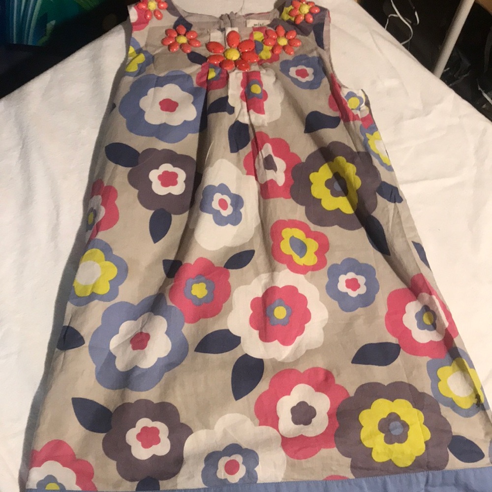 Mini Boden Floral Kids Dress with Multicolor Design